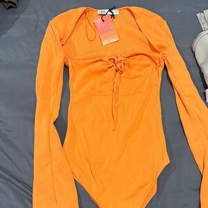 Zara Bright Orange Bodysuit